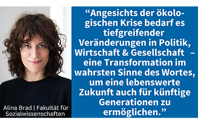 Zitat von Brad: "Angesichts der ökologischen Krise bedarf es tiefgreifender Veränderungen in Politik, Wirtschaft & Gesellschaft - eine Transformation im wahrsten Sinne des Wortes, um eine lebenswerte Zukunft auch für künftige Generationen zu ermöglic